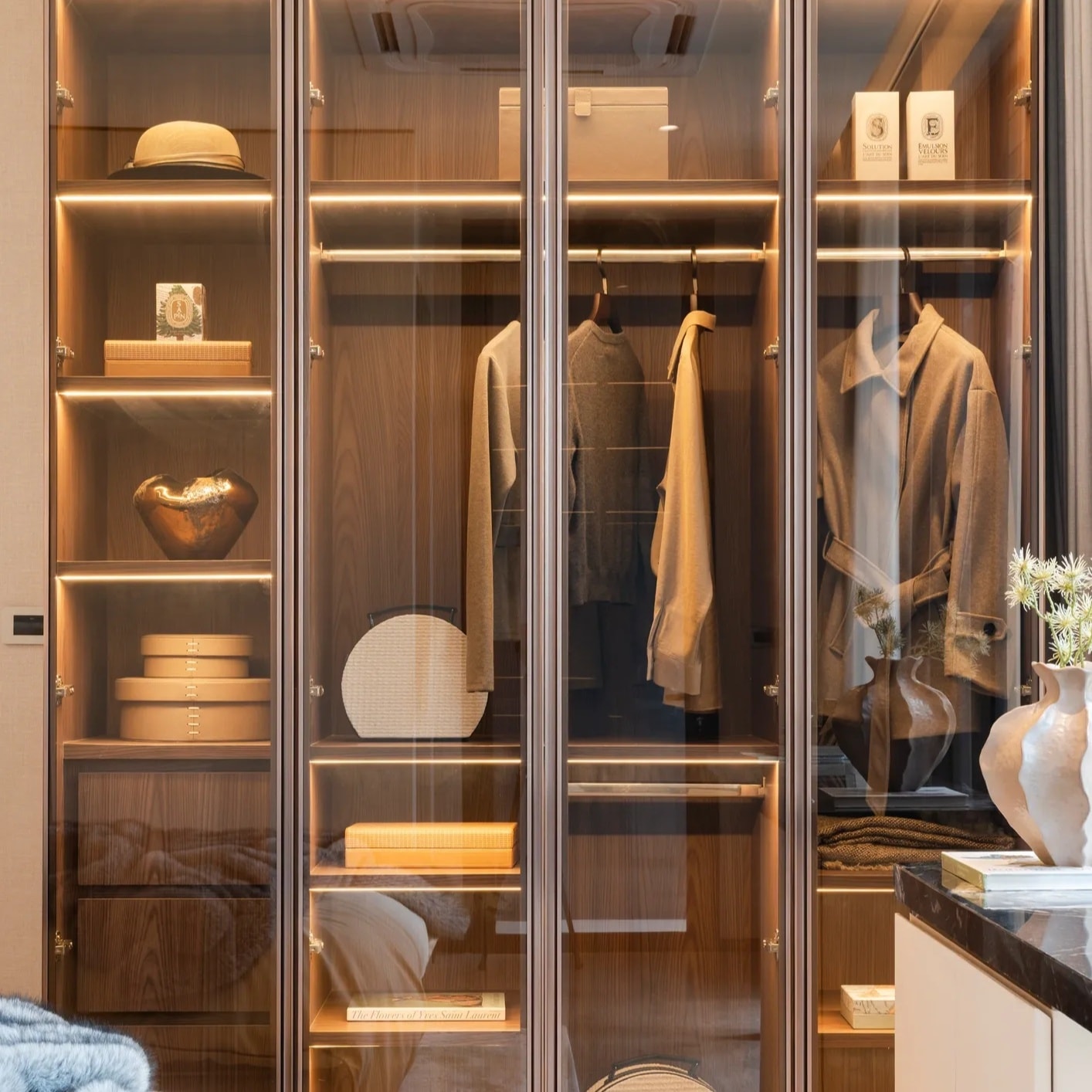 Luxury walk-in closet custom built-in wardrobe